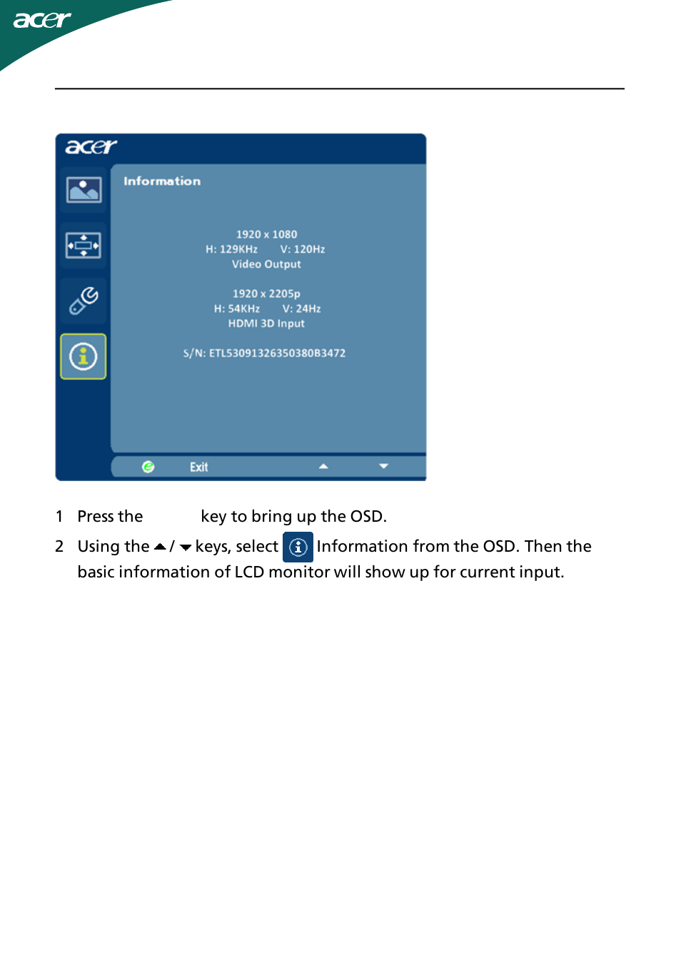 Acer GN245HQ User Manual | Page 19 / 37