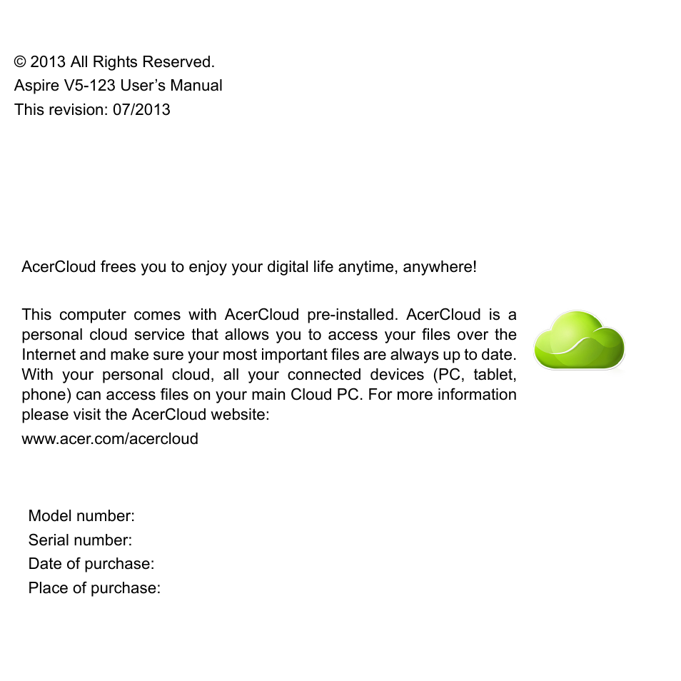 Acer Aspire V5-123 User Manual | Page 2 / 98