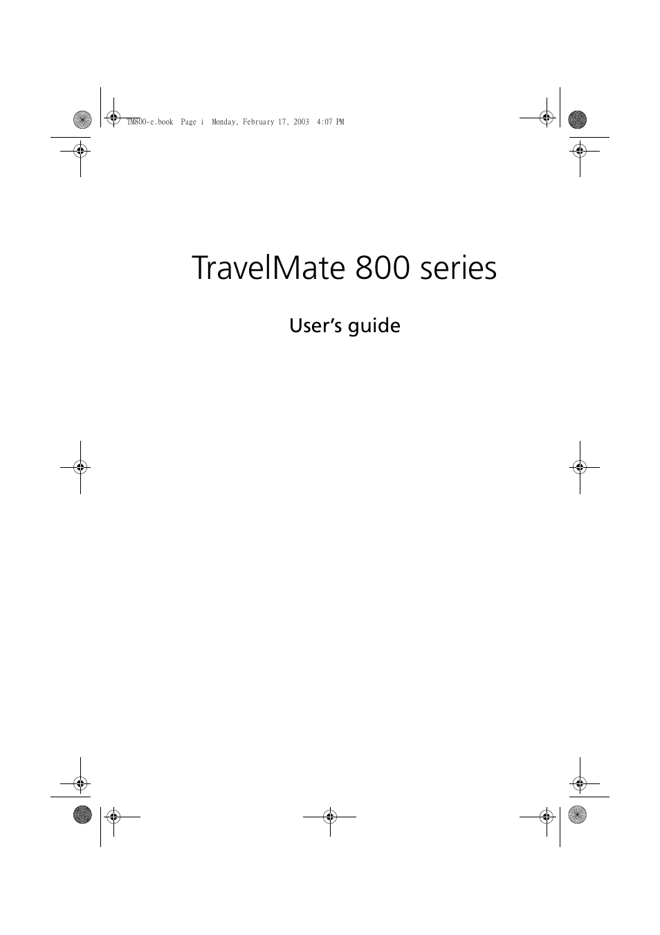 Acer TravelMate 800 User Manual | 90 pages