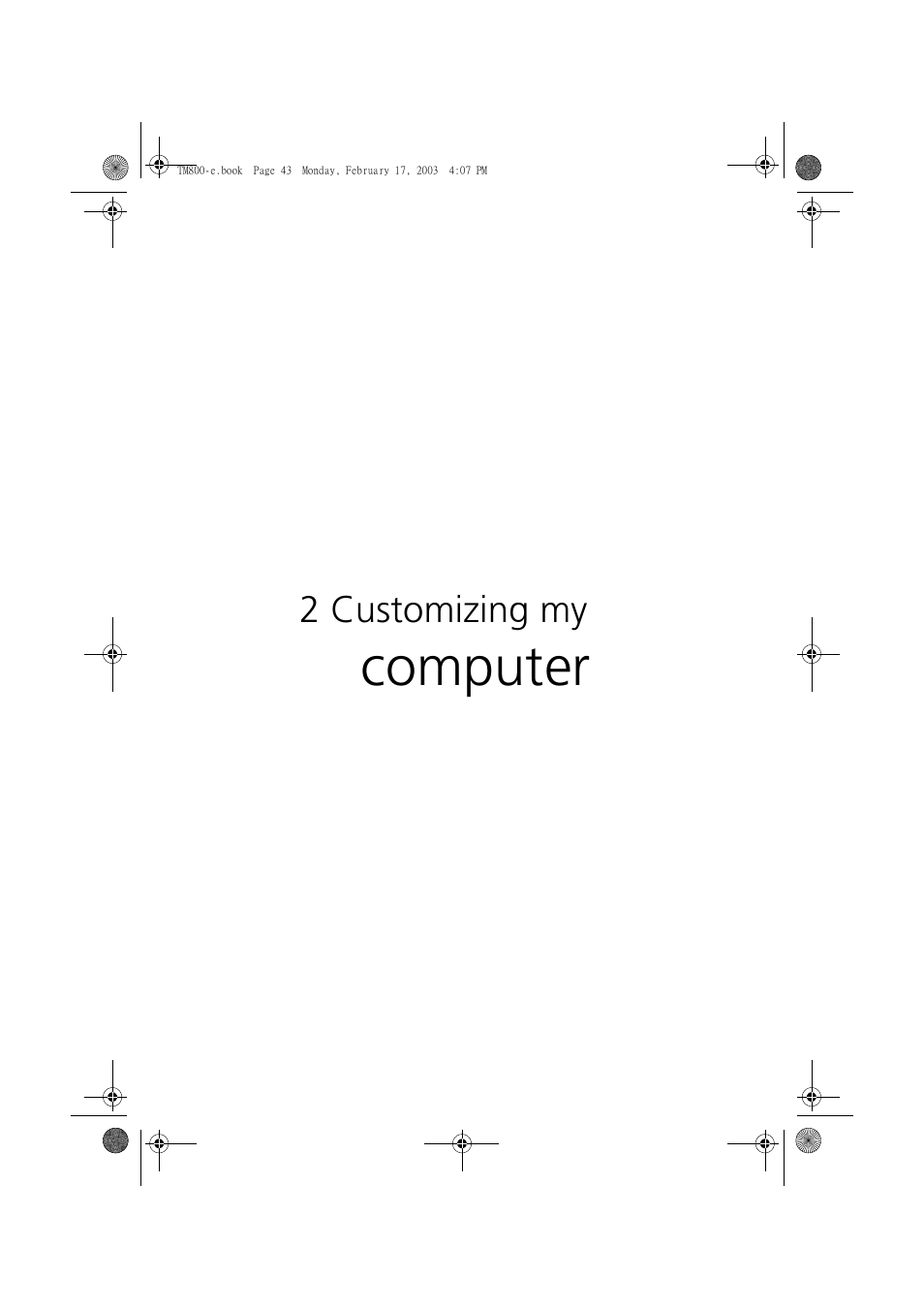 2 customizing my computer, Computer | Acer TravelMate 800 User Manual | Page 51 / 90