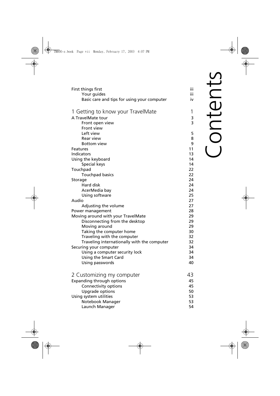 Acer TravelMate 800 User Manual | Page 7 / 90