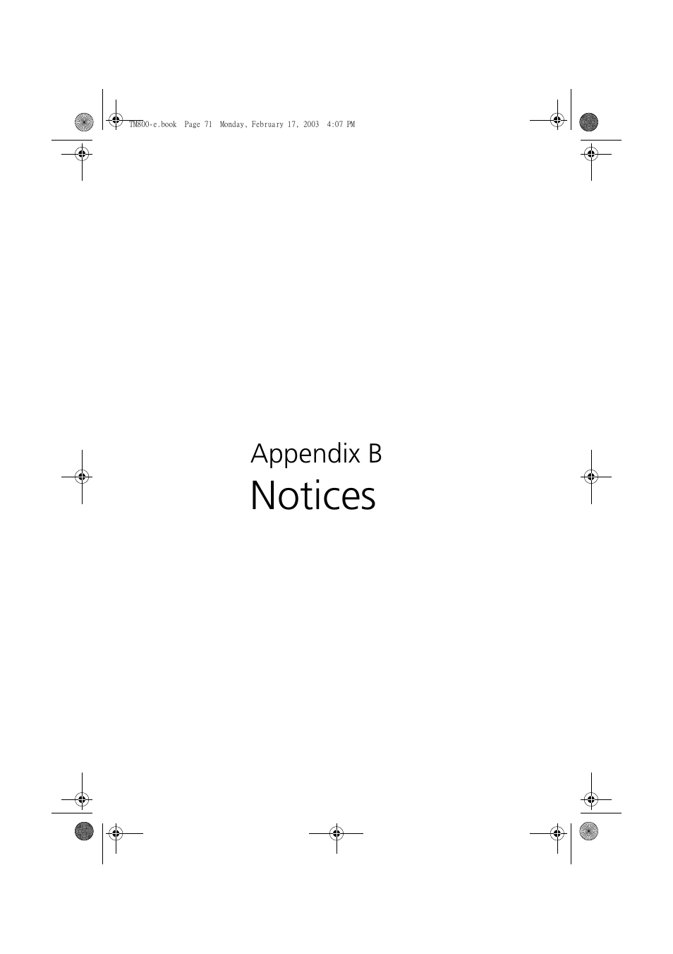 Appendix b notices, Notices | Acer TravelMate 800 User Manual | Page 79 / 90