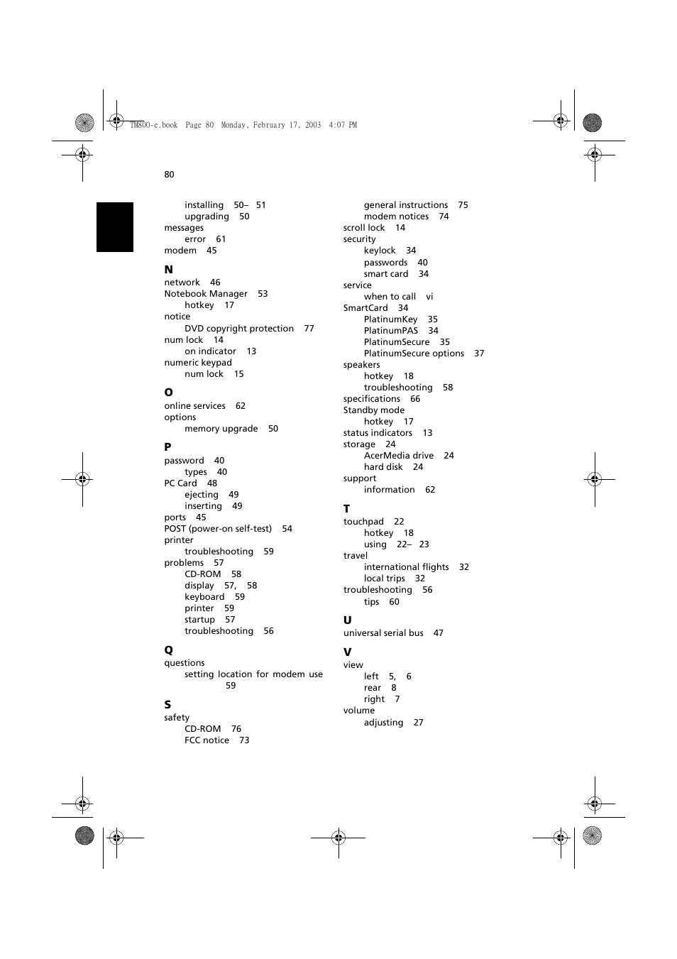 Acer TravelMate 800 User Manual | Page 88 / 90