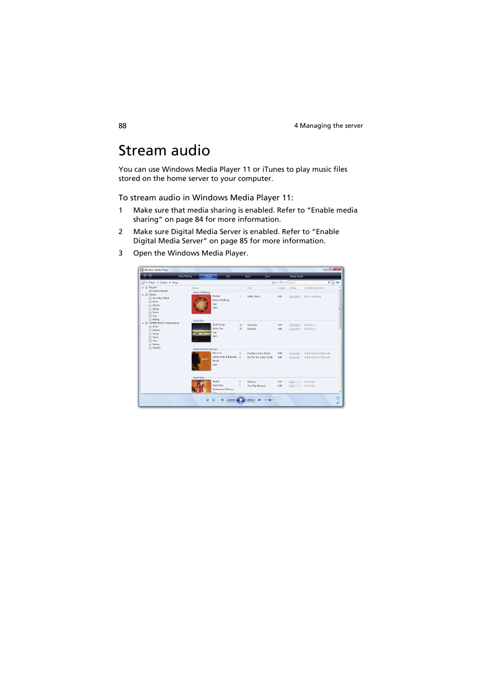 Stream audio | Acer easyStore H342 User Manual | Page 102 / 148