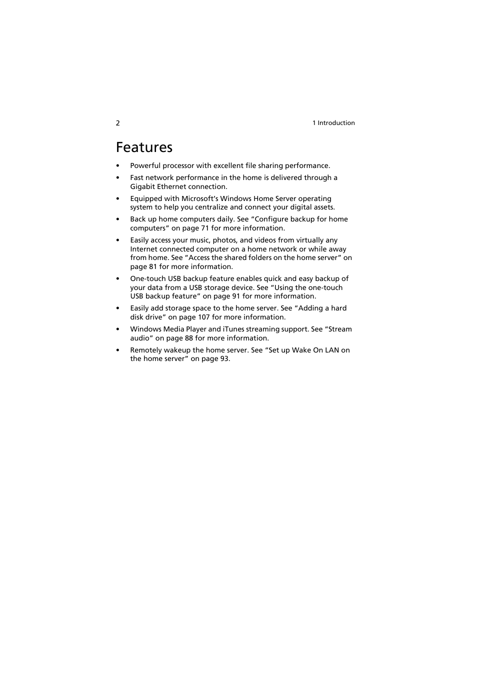Features | Acer easyStore H342 User Manual | Page 16 / 148
