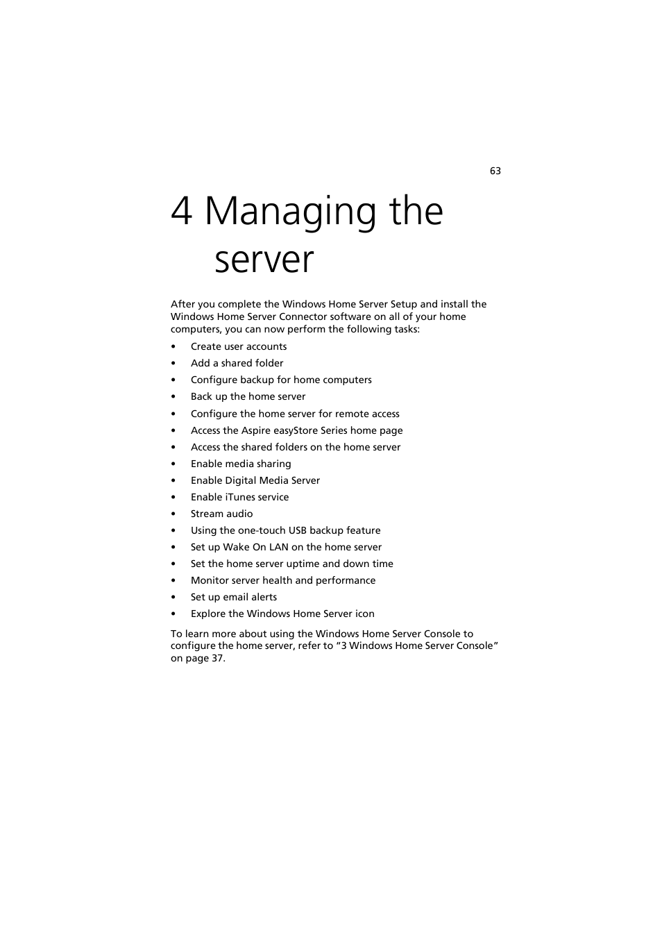 4 managing the server | Acer easyStore H342 User Manual | Page 77 / 148