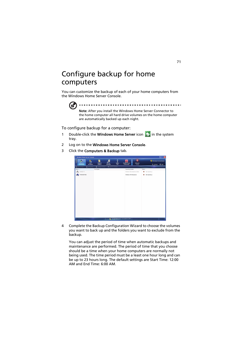 Configure backup for home computers | Acer easyStore H342 User Manual | Page 85 / 148