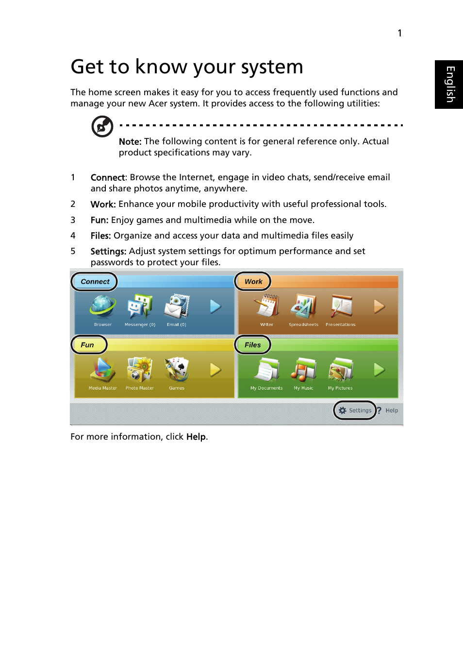 Get to know your system | Acer AOA150 User Manual | Page 17 / 77