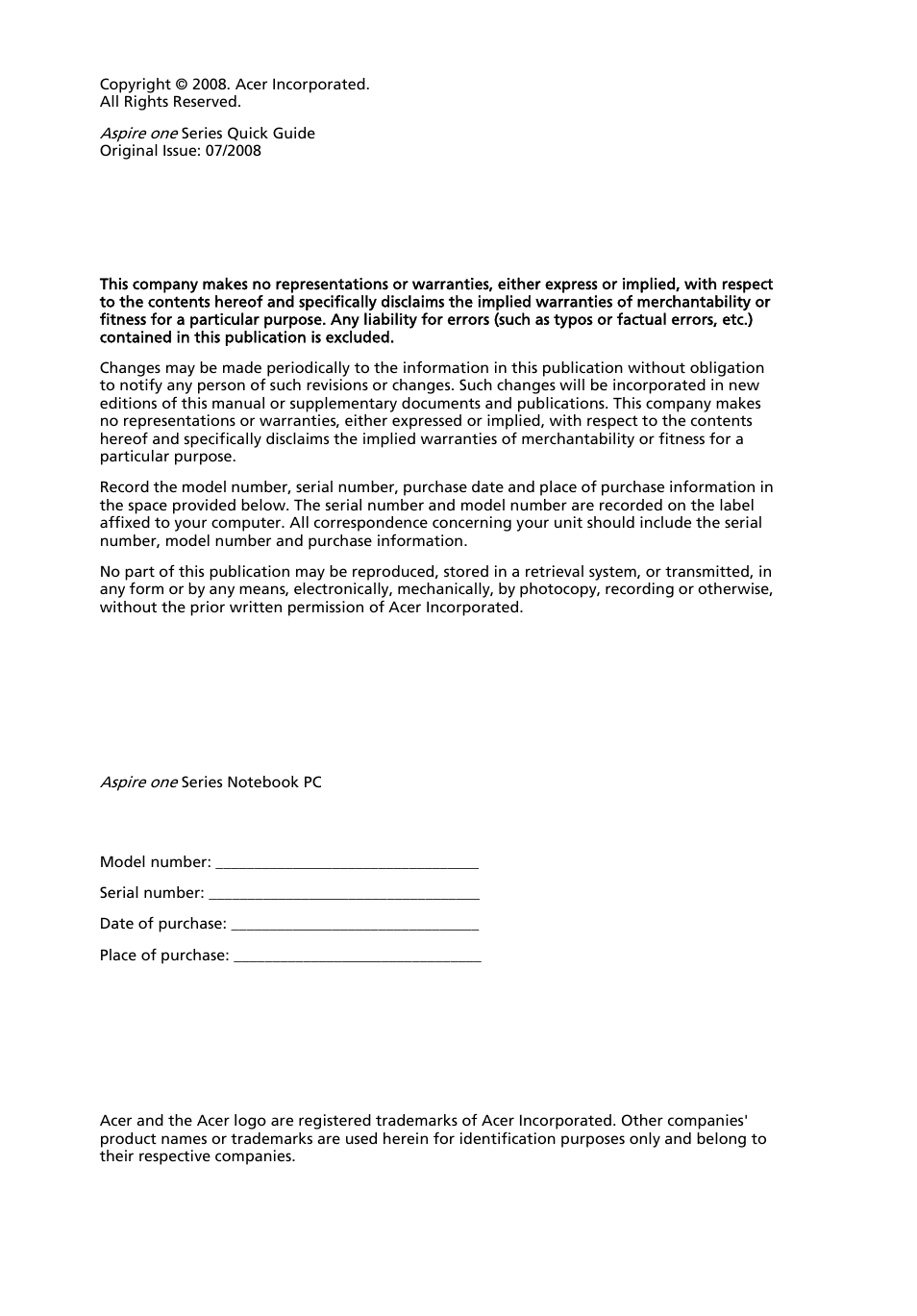 Acer AOA150 User Manual | Page 2 / 77