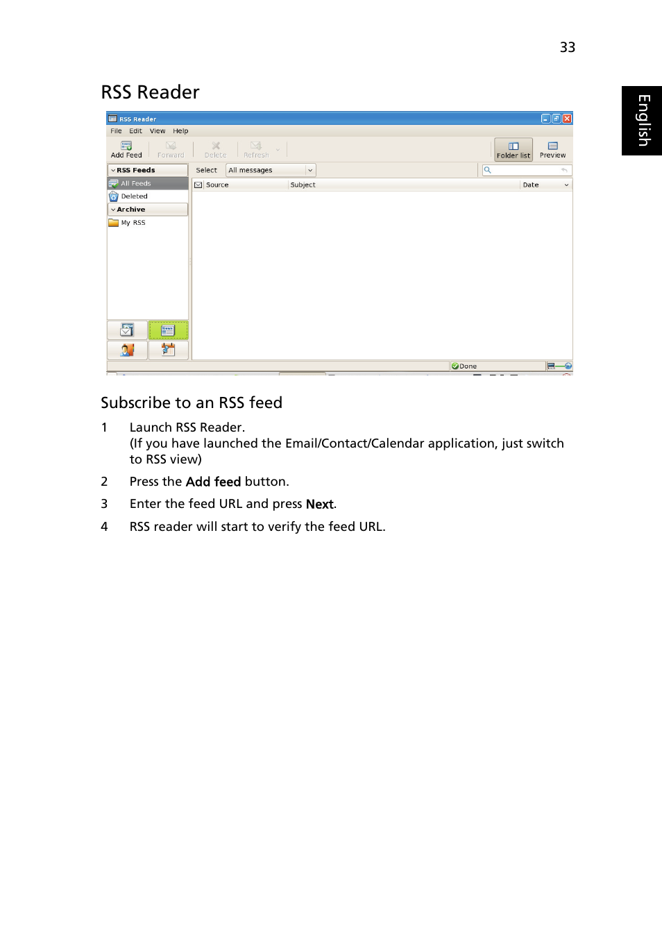 Rss reader | Acer AOA150 User Manual | Page 49 / 77