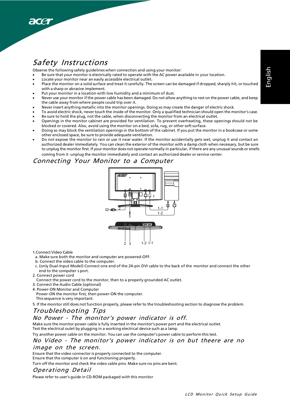 Acer X233HZ User Manual | 3 pages