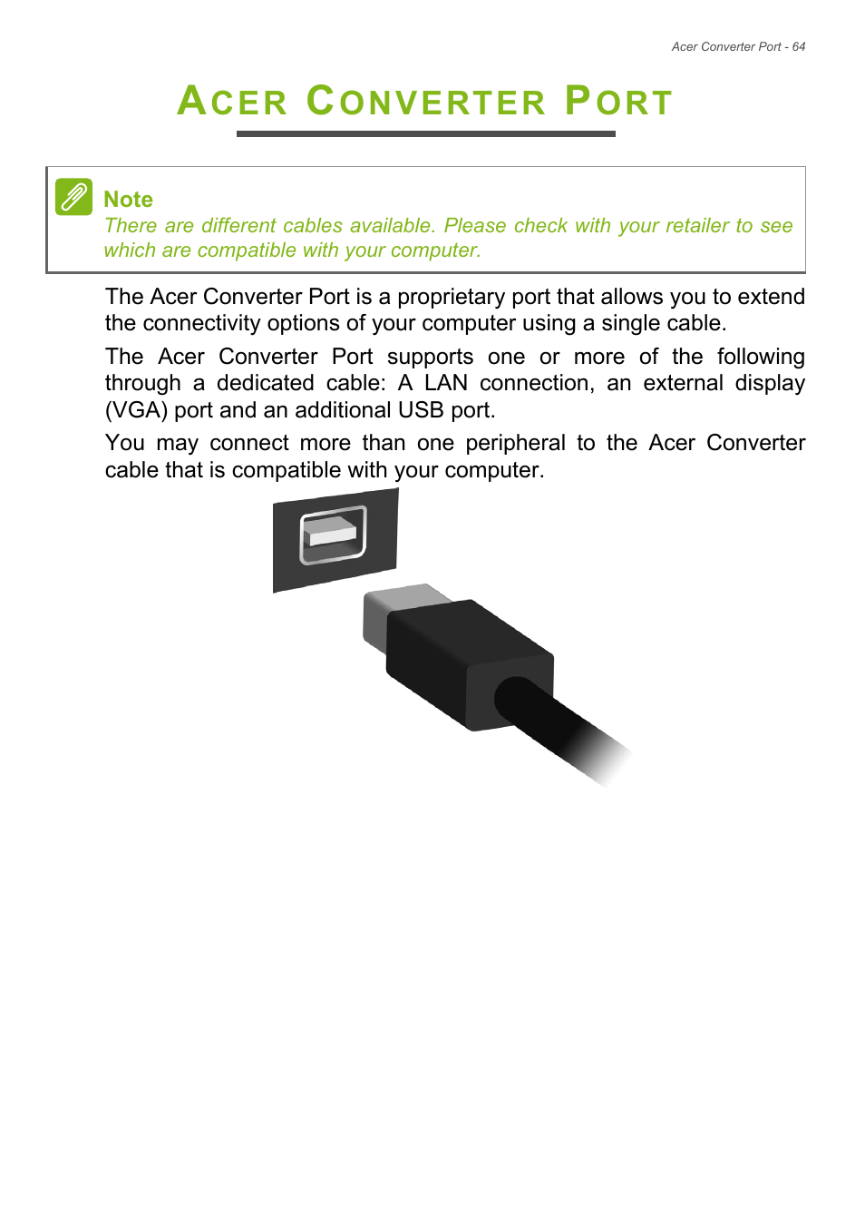Acer converter port | Acer Aspire R7-572G User Manual | Page 65 / 95