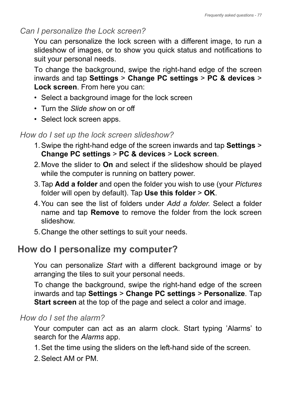 How do i personalize my computer | Acer Aspire R7-572G User Manual | Page 78 / 95