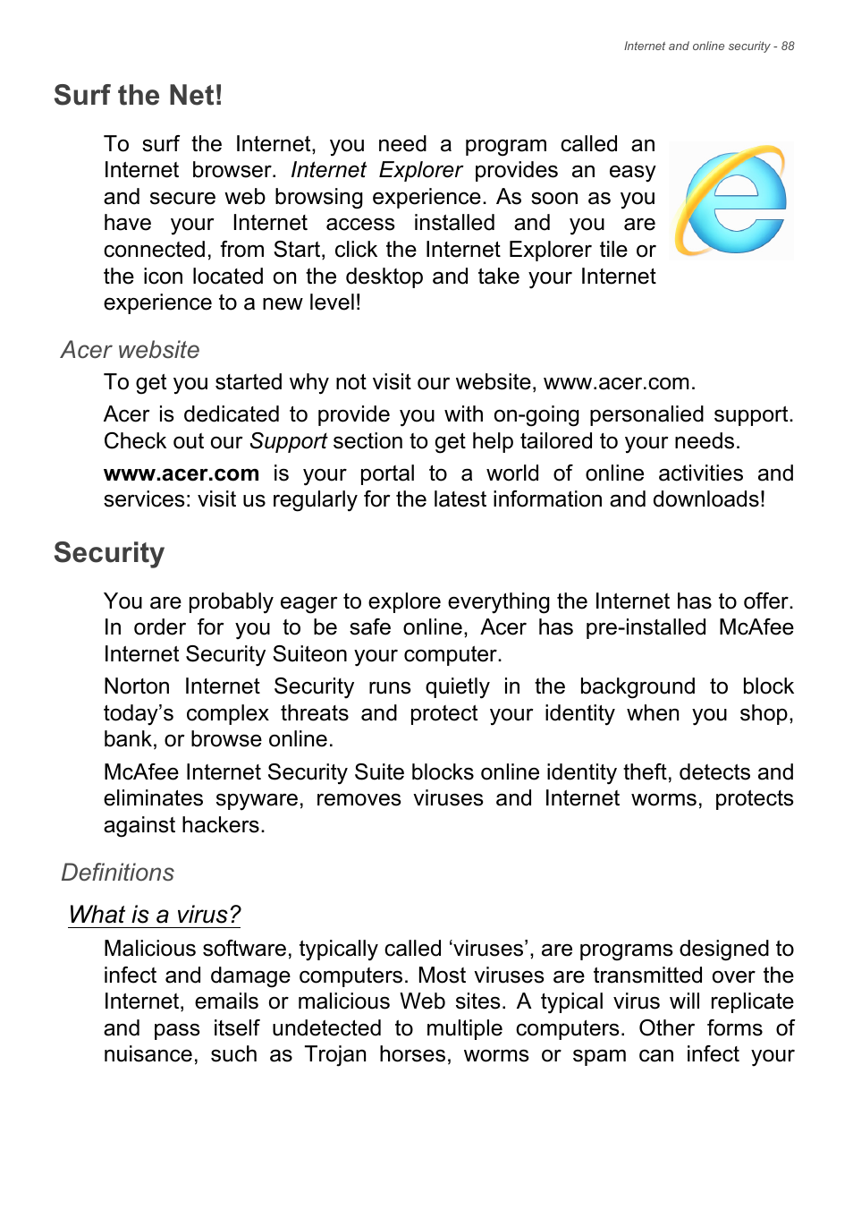 Surf the net, Security, Surf the net! security | Acer Aspire R7-572G User Manual | Page 89 / 95