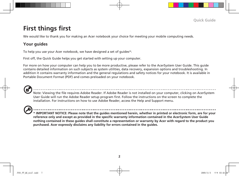 First things first, Your guides | Acer AO532h User Manual | Page 7 / 12