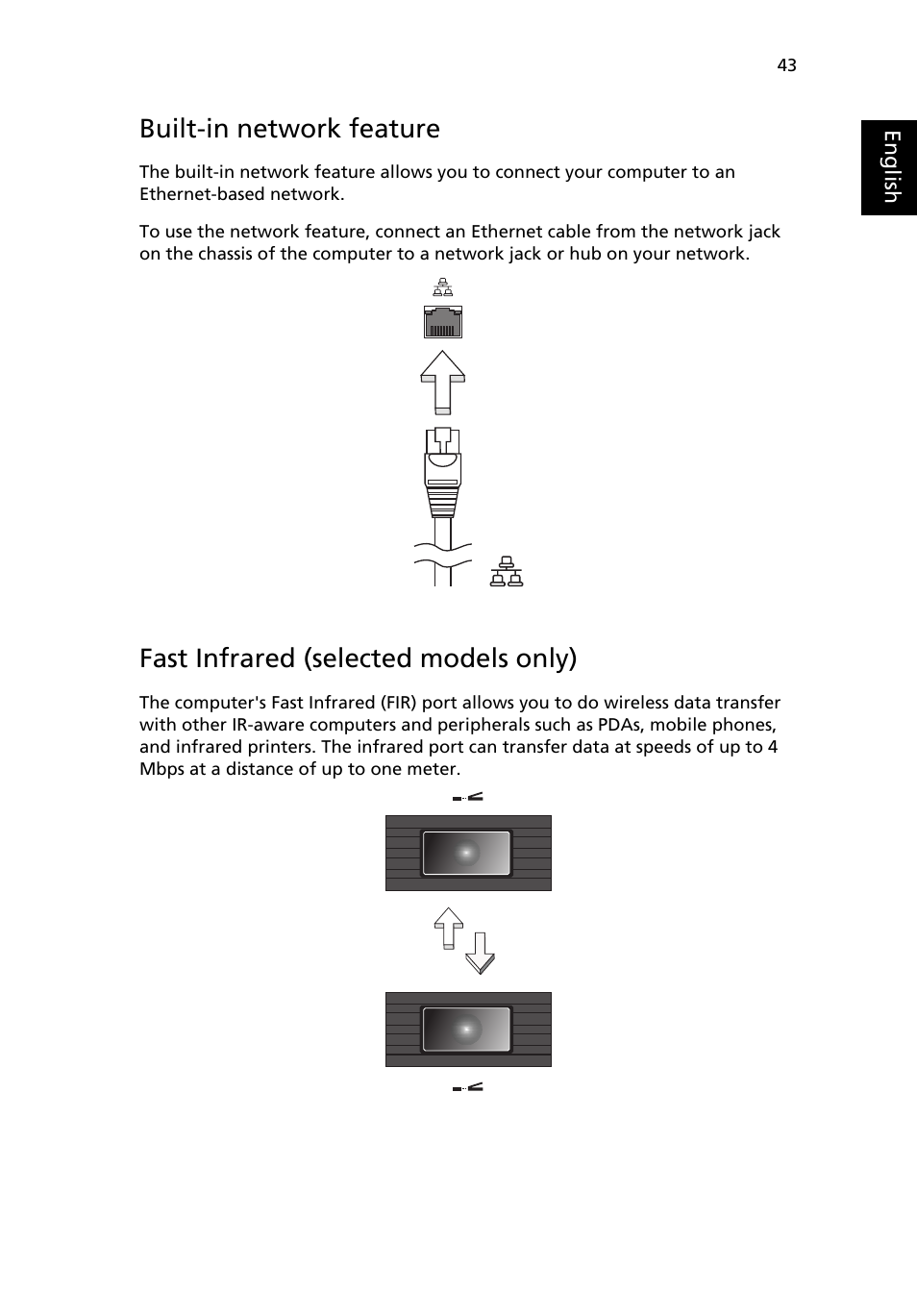 Built-in network feature, Fast infrared (selected models only) | Acer Aspire 5500 User Manual | Page 51 / 76