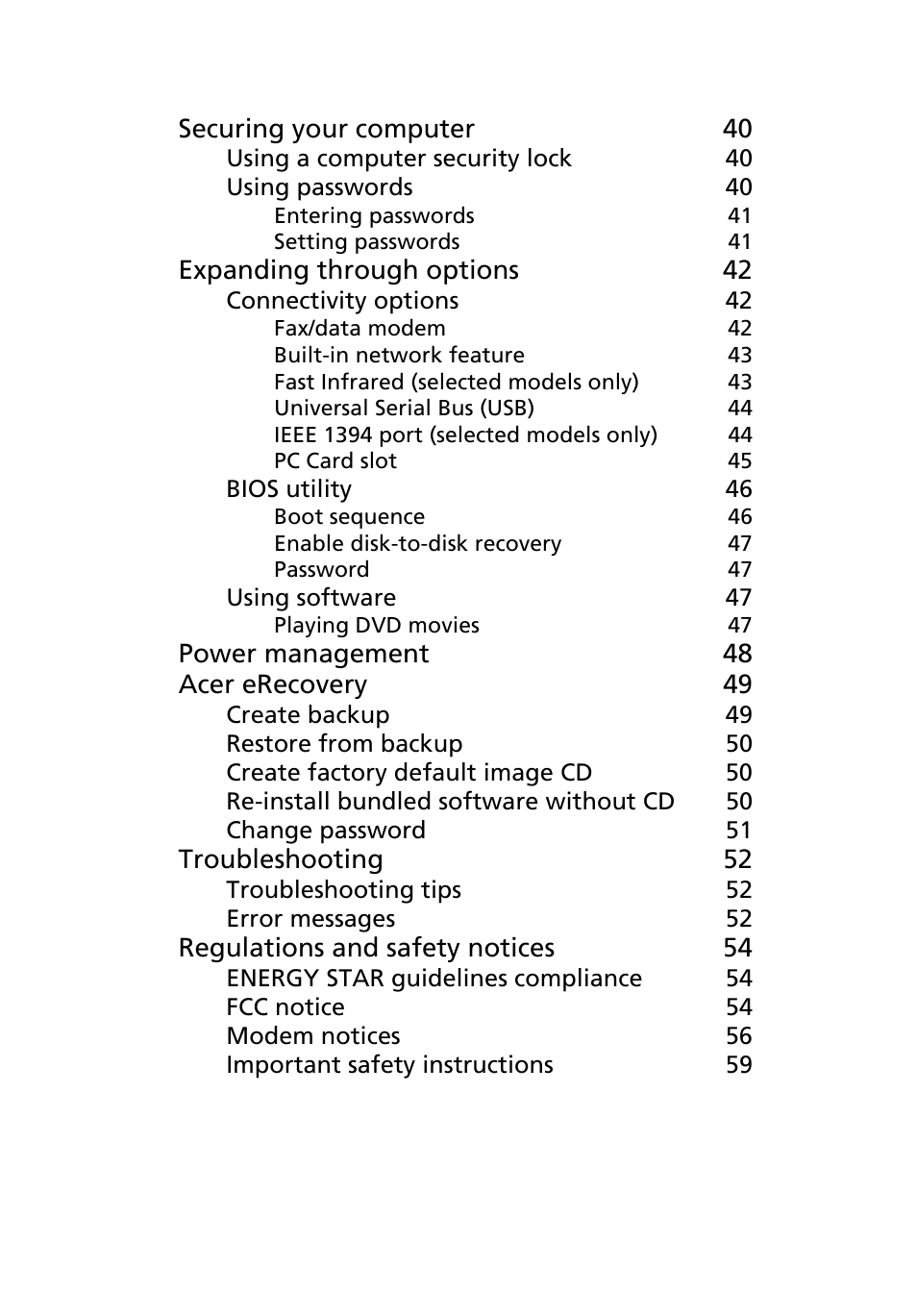 Acer Aspire 5500 User Manual | Page 8 / 76