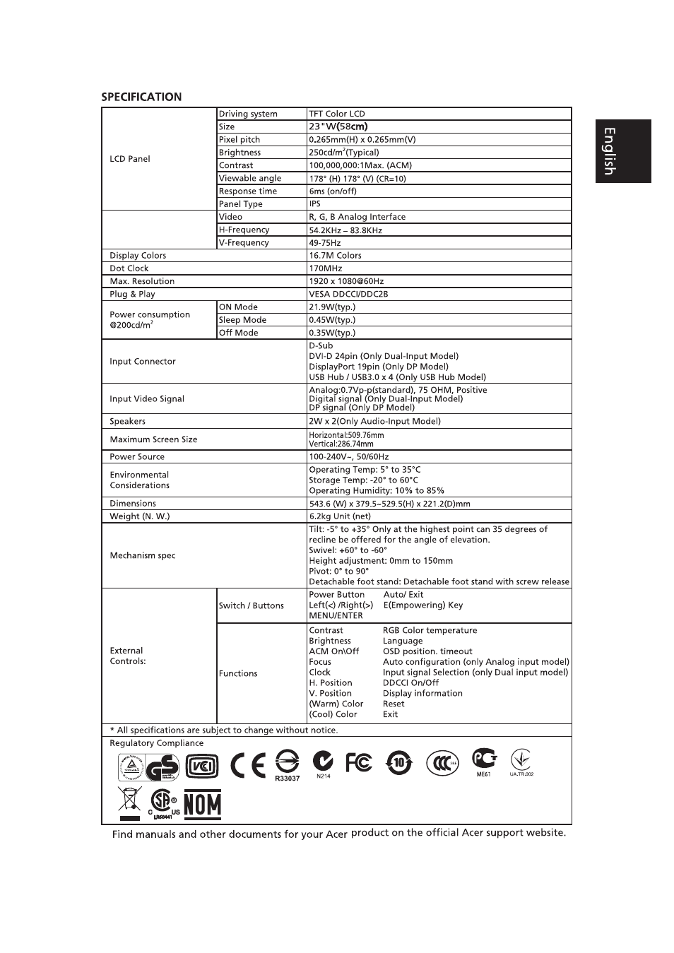 Acer B236HL User Manual | Page 9 / 9