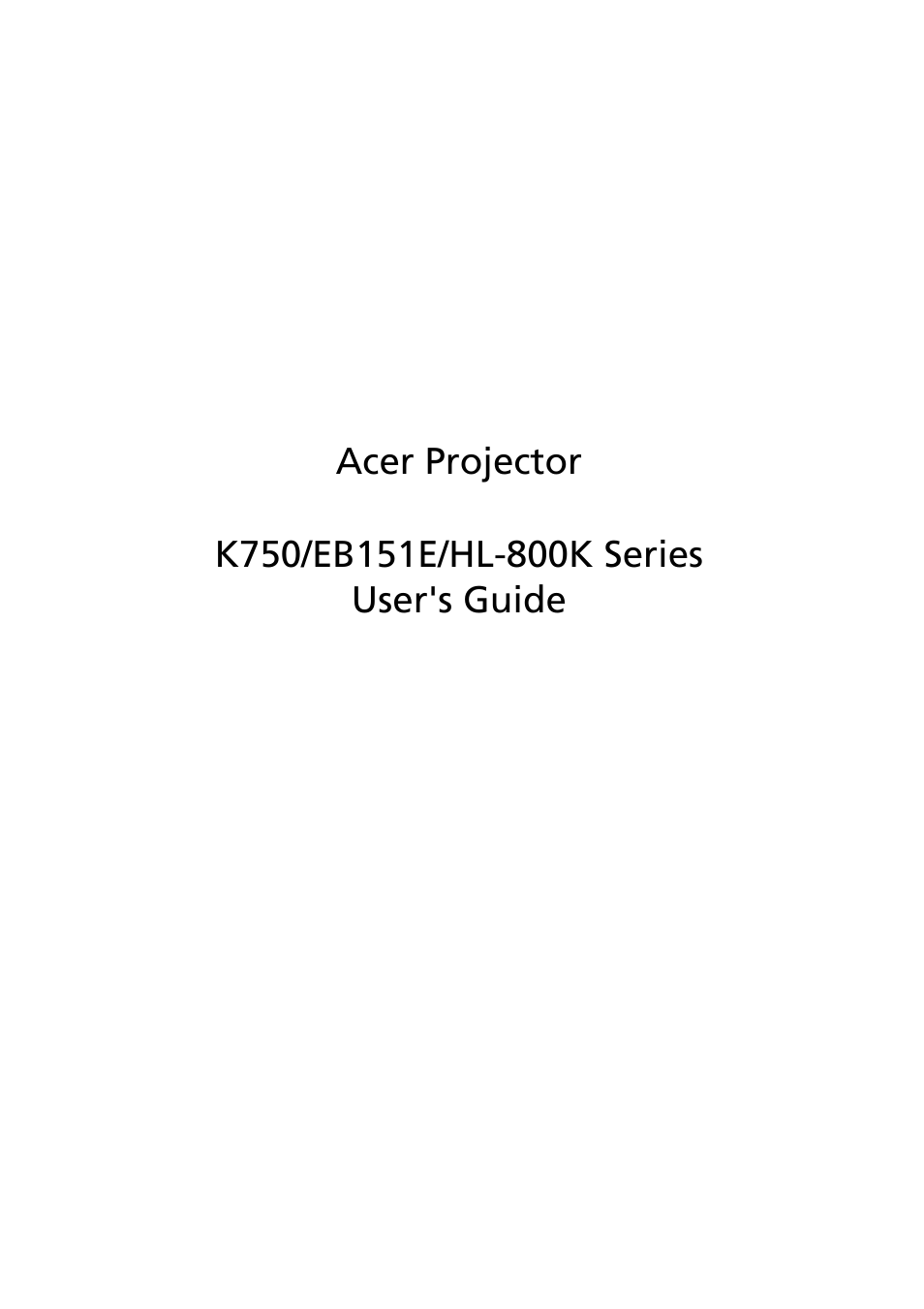 Acer K750 User Manual | 56 pages