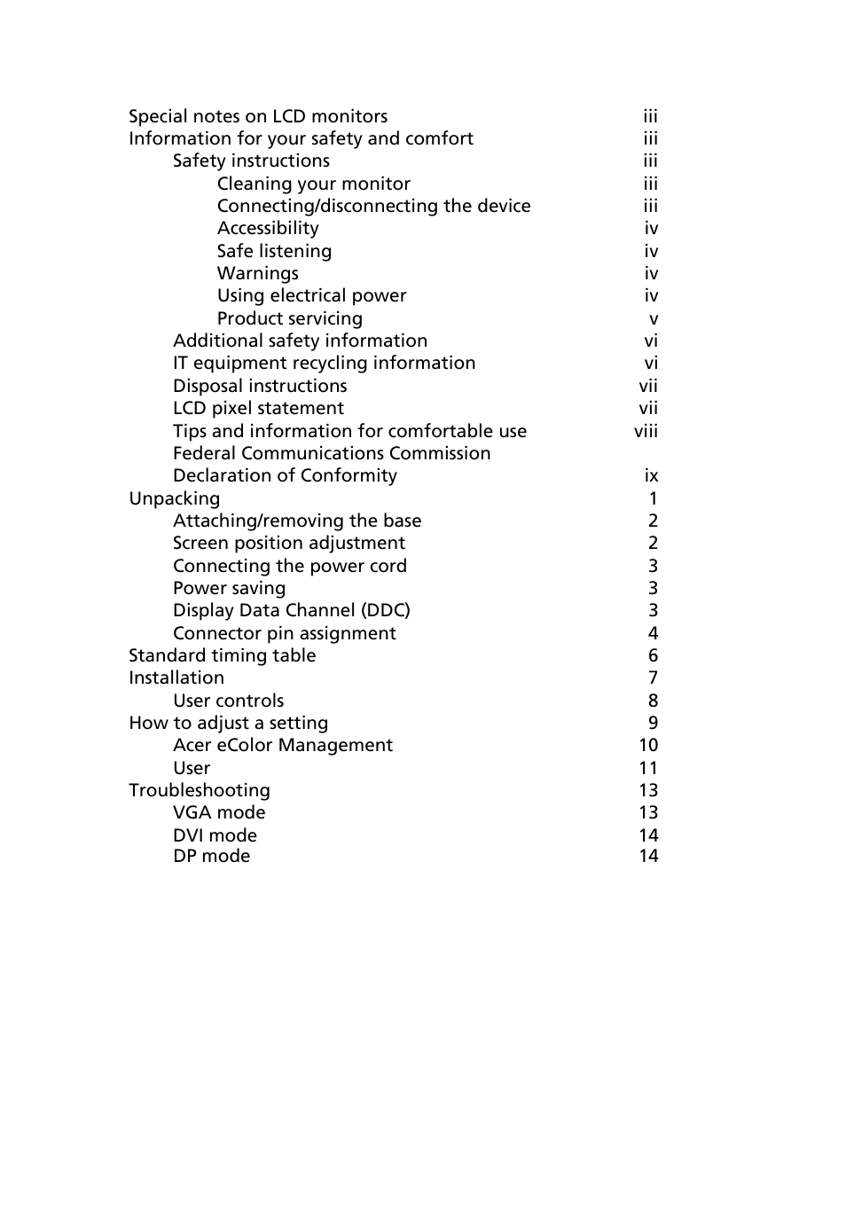 Acer V223PWL User Manual | Page 12 / 26