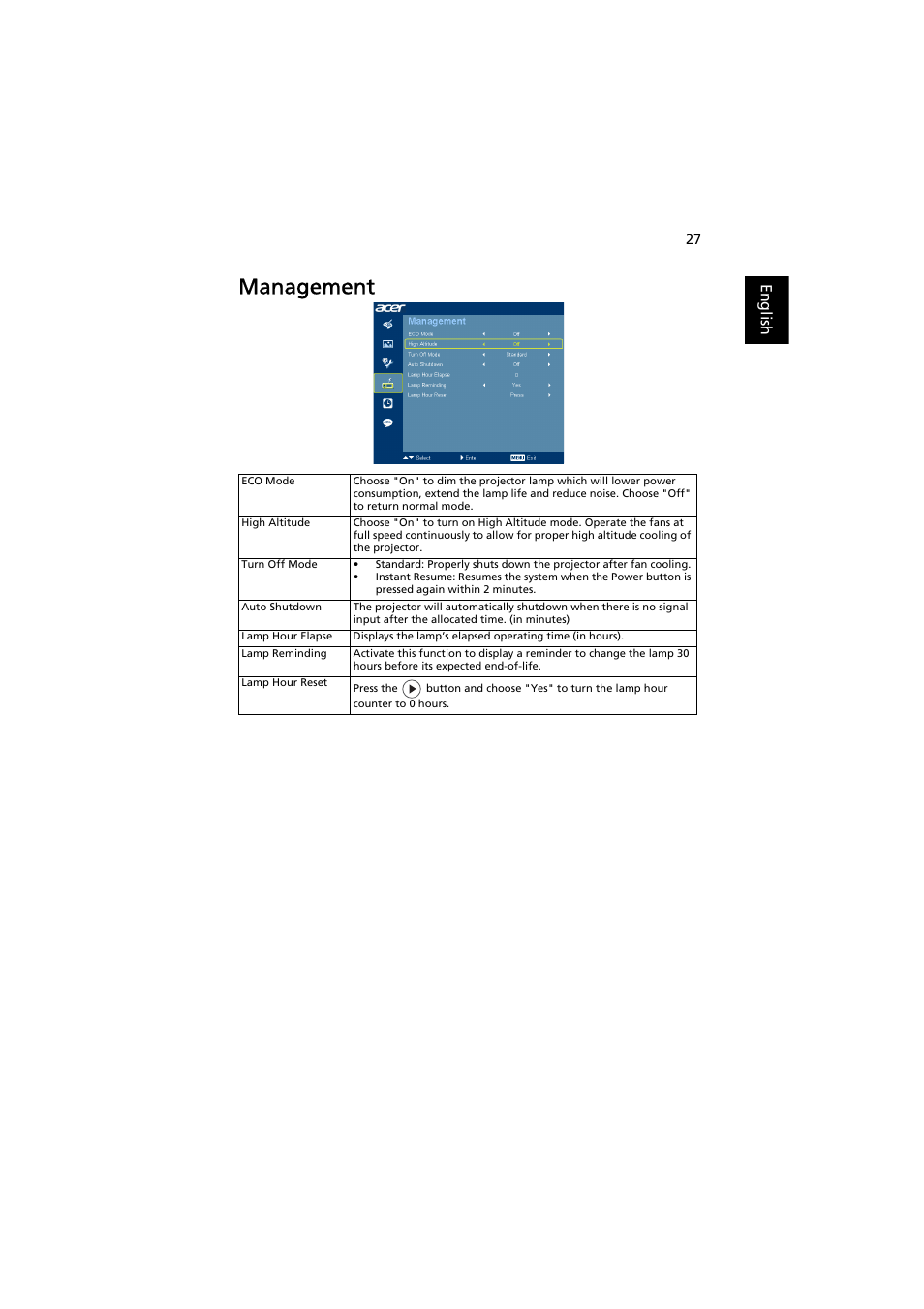 Management | Acer H9500BD User Manual | Page 37 / 61