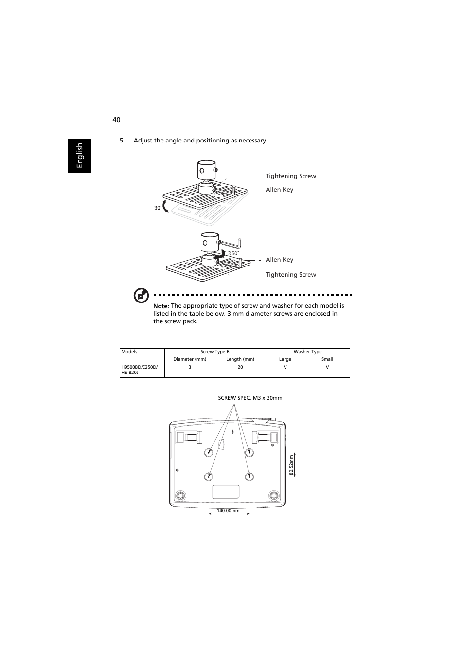 En gl ish | Acer H9500BD User Manual | Page 50 / 61