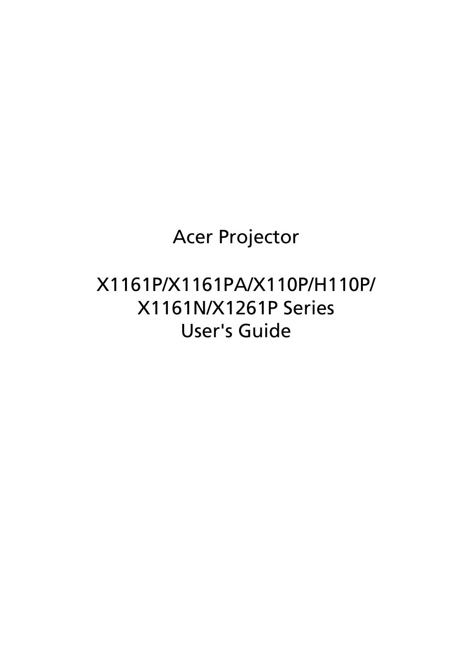 Acer X1261P User Manual | 54 pages