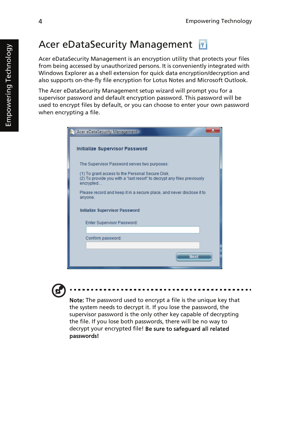 Acer edatasecurity management | Acer Veriton 1000 User Manual | Page 18 / 73