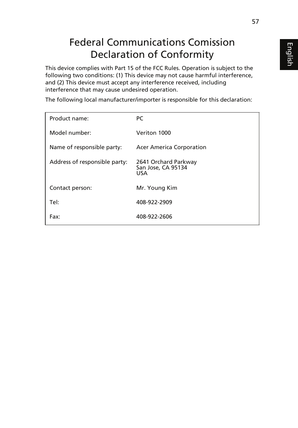 Acer Veriton 1000 User Manual | Page 71 / 73