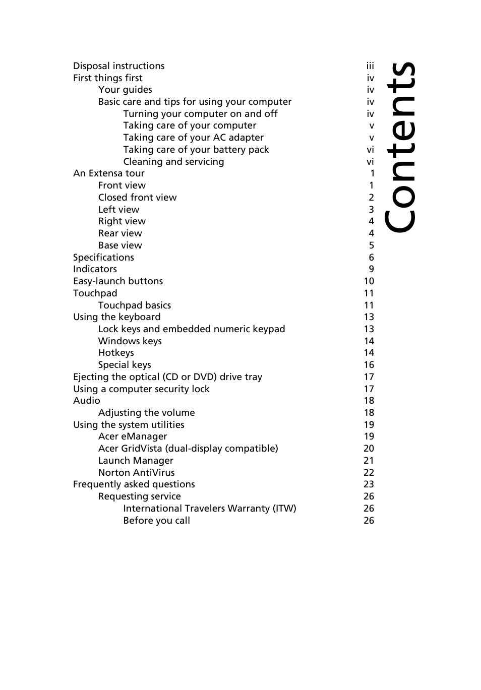 Acer Extensa 6700 User Manual | Page 7 / 34