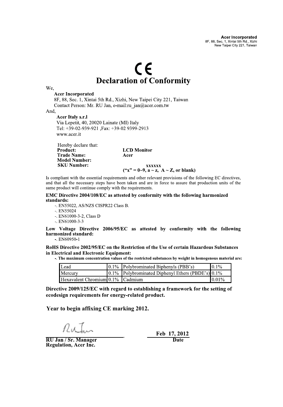 Acer V243HQL User Manual | Page 10 / 26