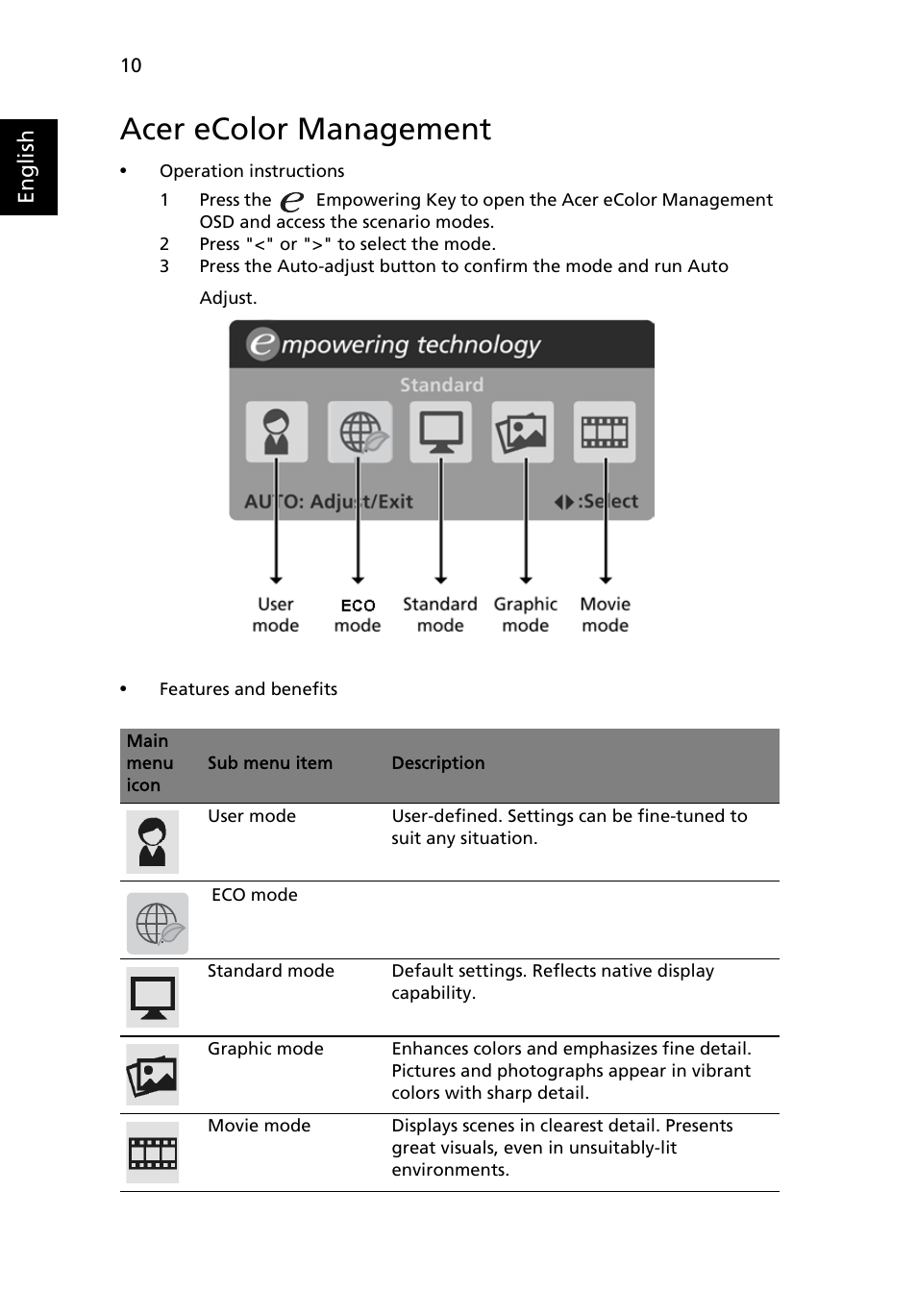 Acer ecolor management | Acer V243HQL User Manual | Page 22 / 26