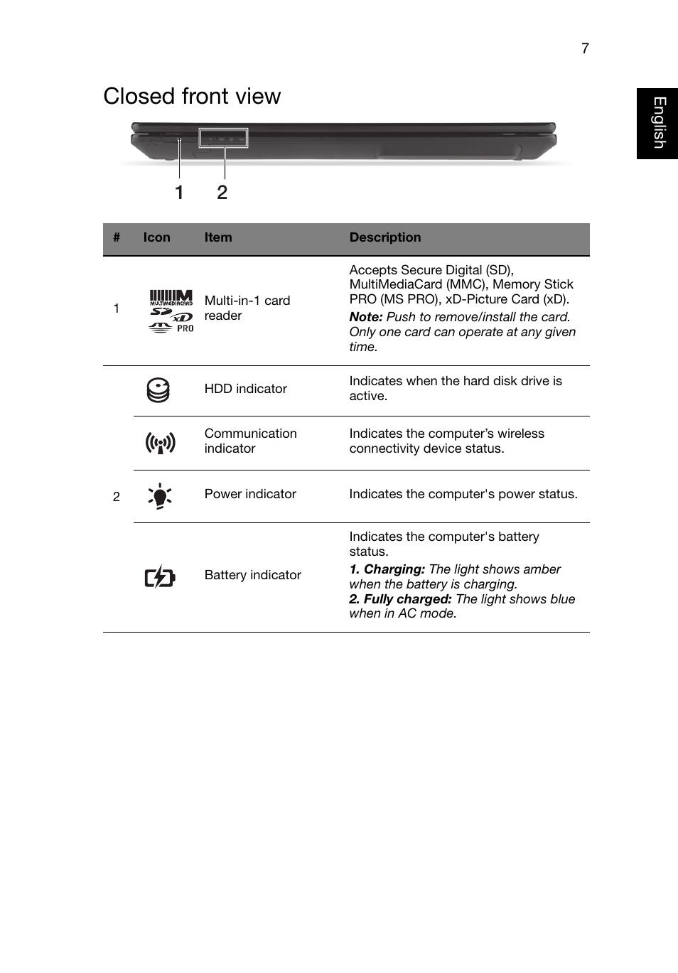 Closed front view | Acer Aspire V3-471 User Manual | Page 7 / 11