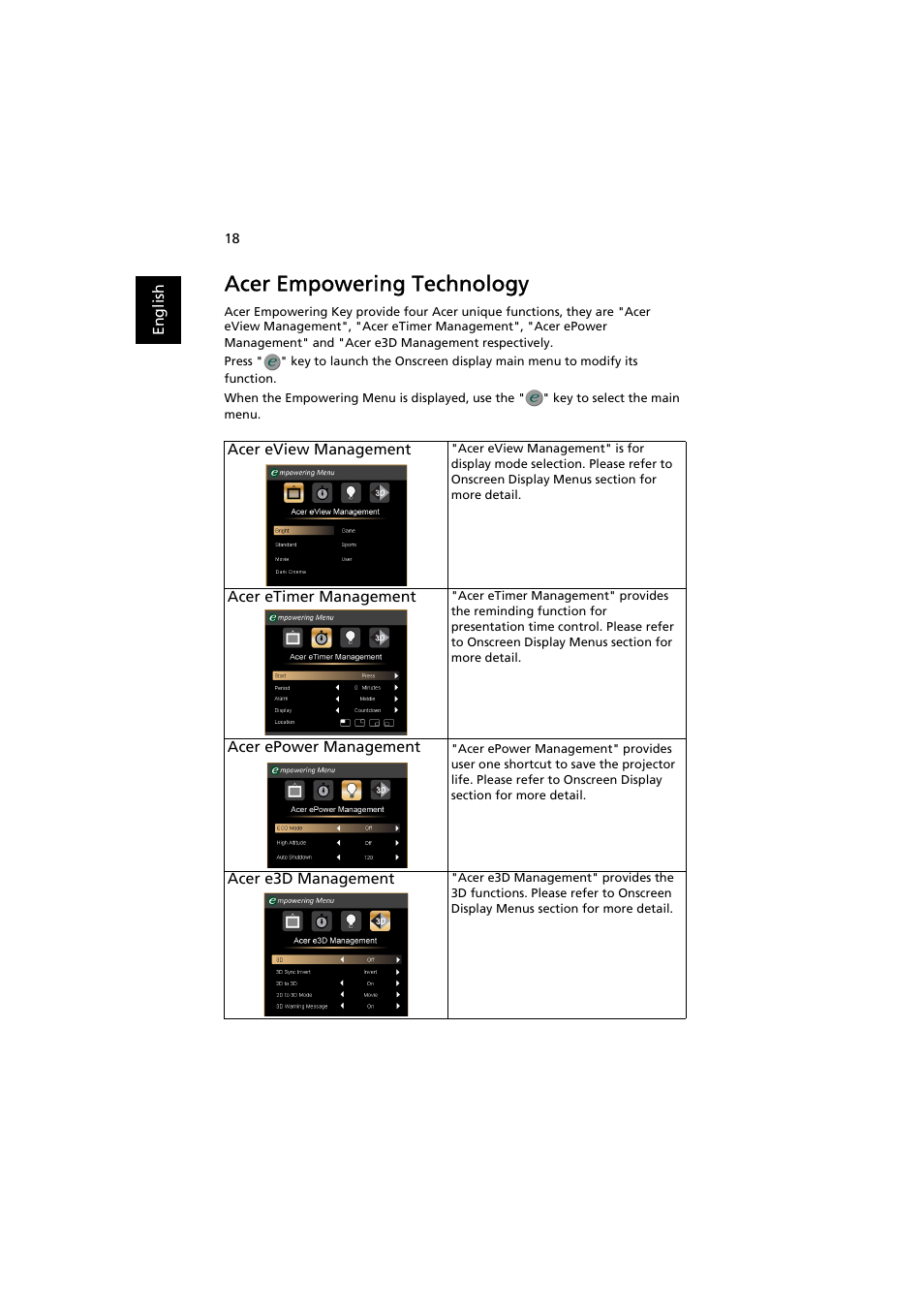 Acer empowering technology | Acer H5370BD User Manual | Page 28 / 62