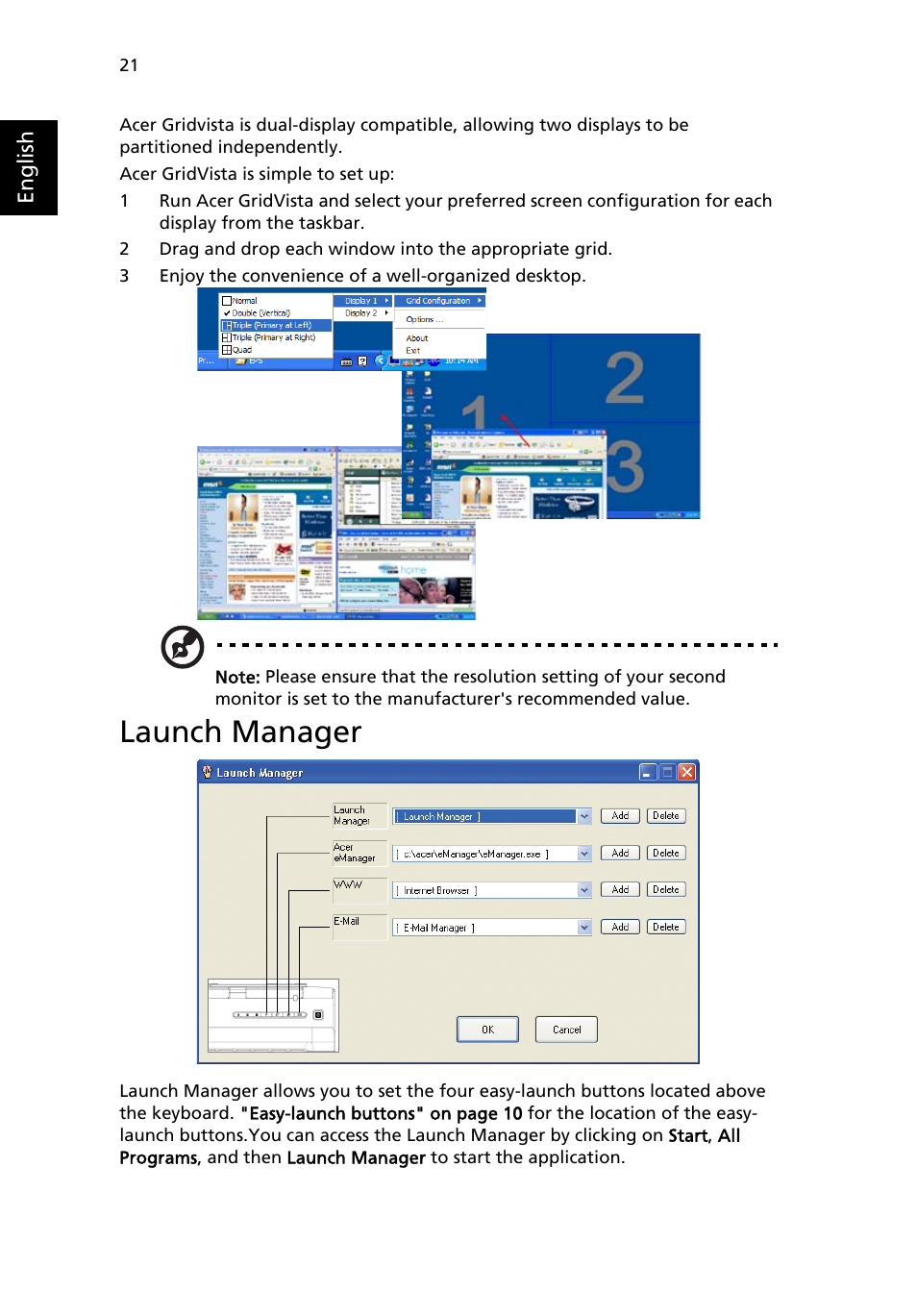 Launch manager | Acer Aspire 1650 User Manual | Page 32 / 75