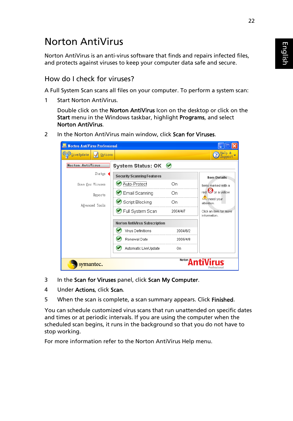 Norton antivirus | Acer Aspire 1650 User Manual | Page 33 / 75