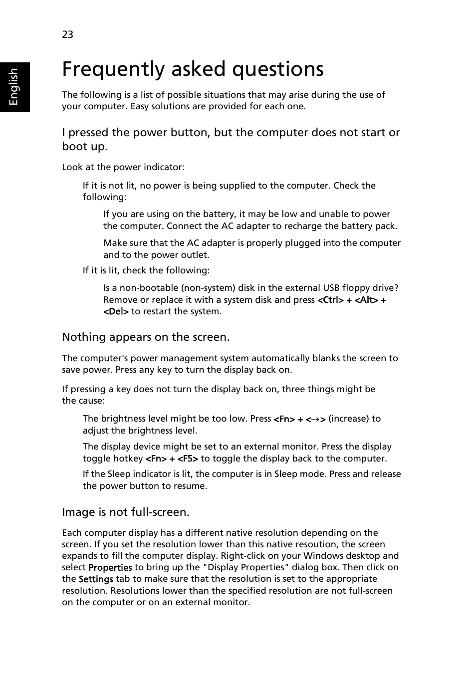Frequently asked questions | Acer Aspire 1650 User Manual | Page 34 / 75