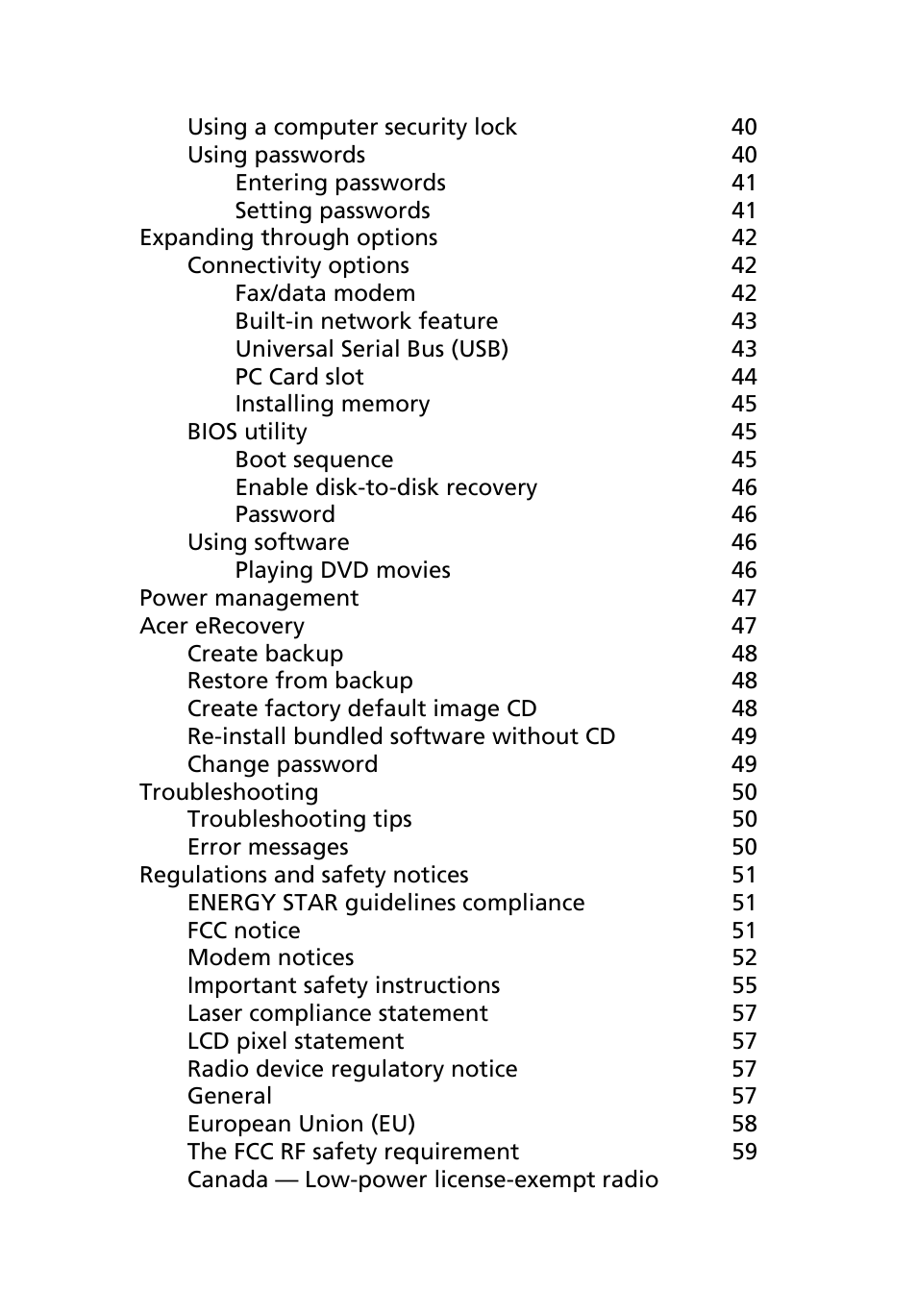 Acer Aspire 1650 User Manual | Page 9 / 75