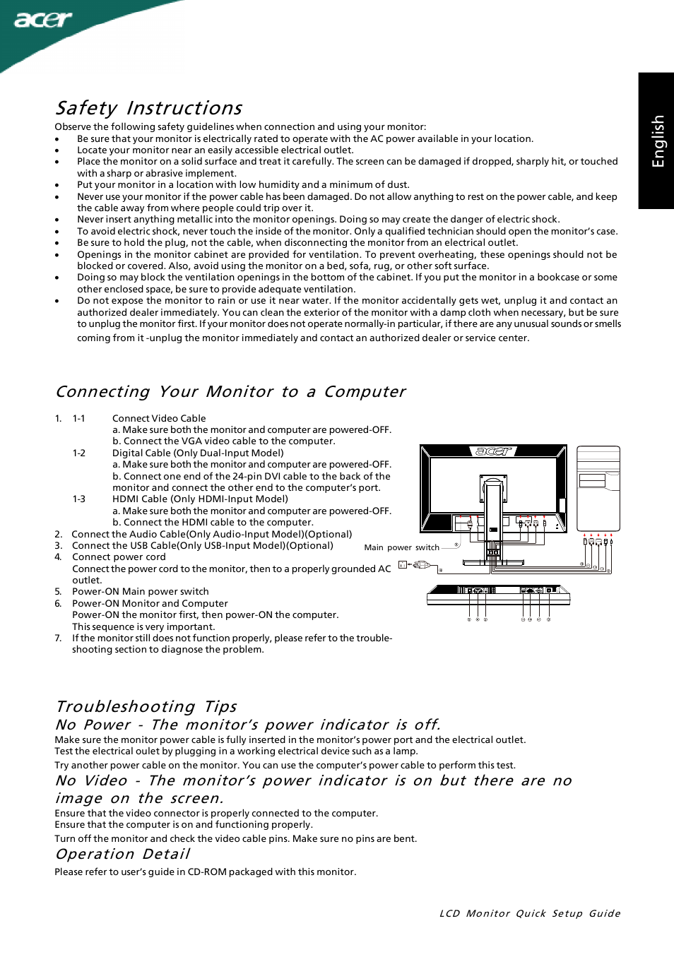 Acer B273H User Manual | 2 pages