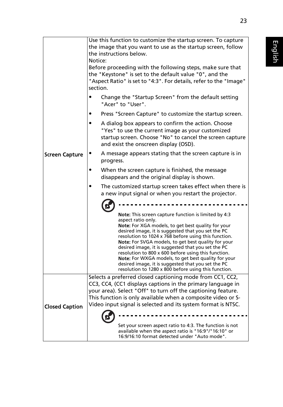 Eng lis h | Acer U5200 User Manual | Page 33 / 59