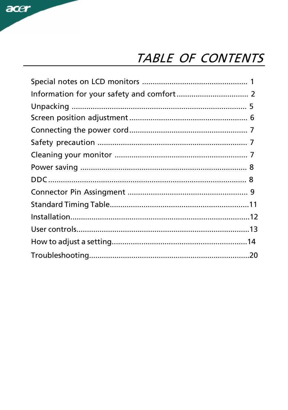 Acer X223W User Manual | 25 pages