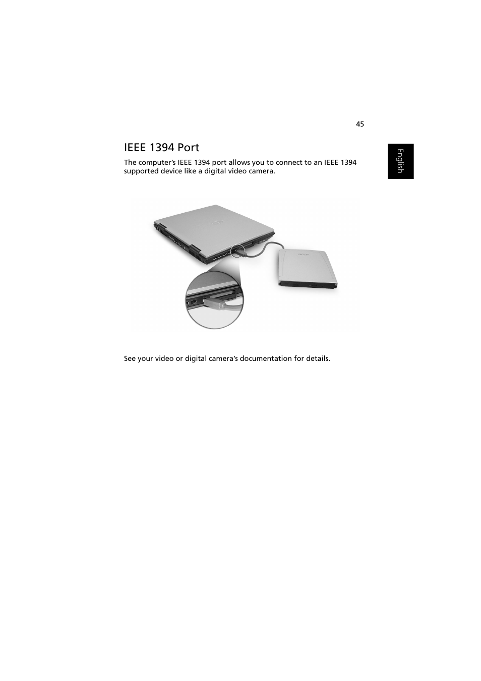 Ieee 1394 port | Acer Ferrari 3000 User Manual | Page 55 / 99