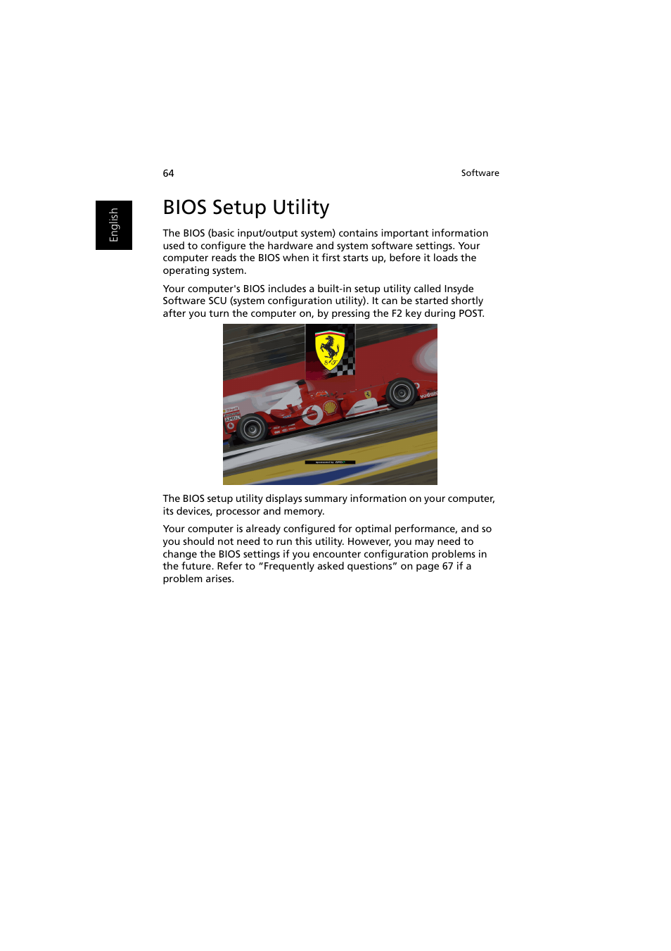 Bios setup utility | Acer Ferrari 3000 User Manual | Page 74 / 99