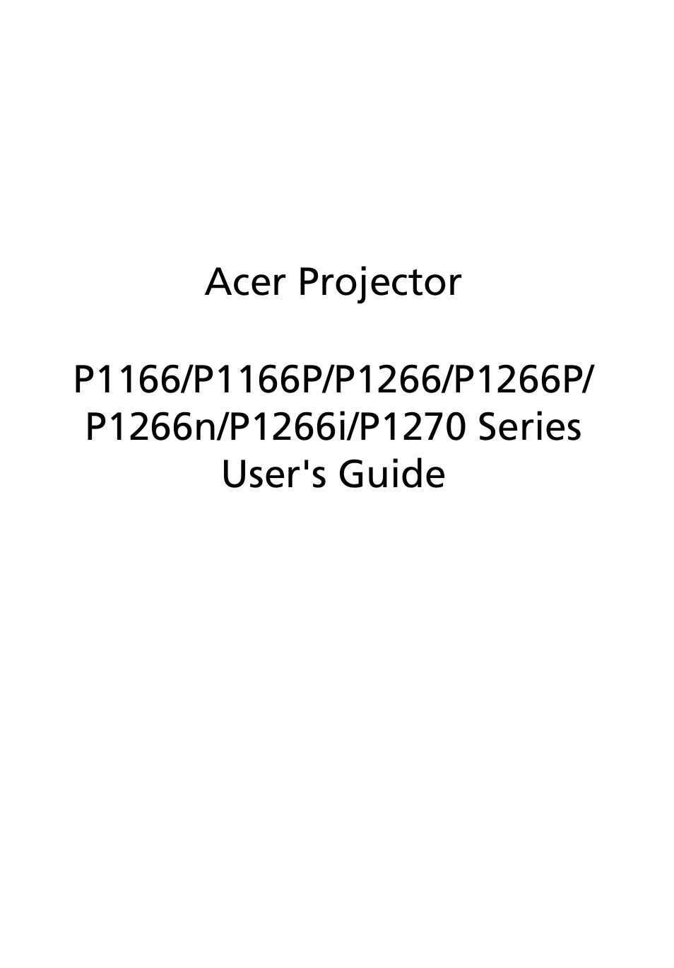 Acer P1266i User Manual | 58 pages