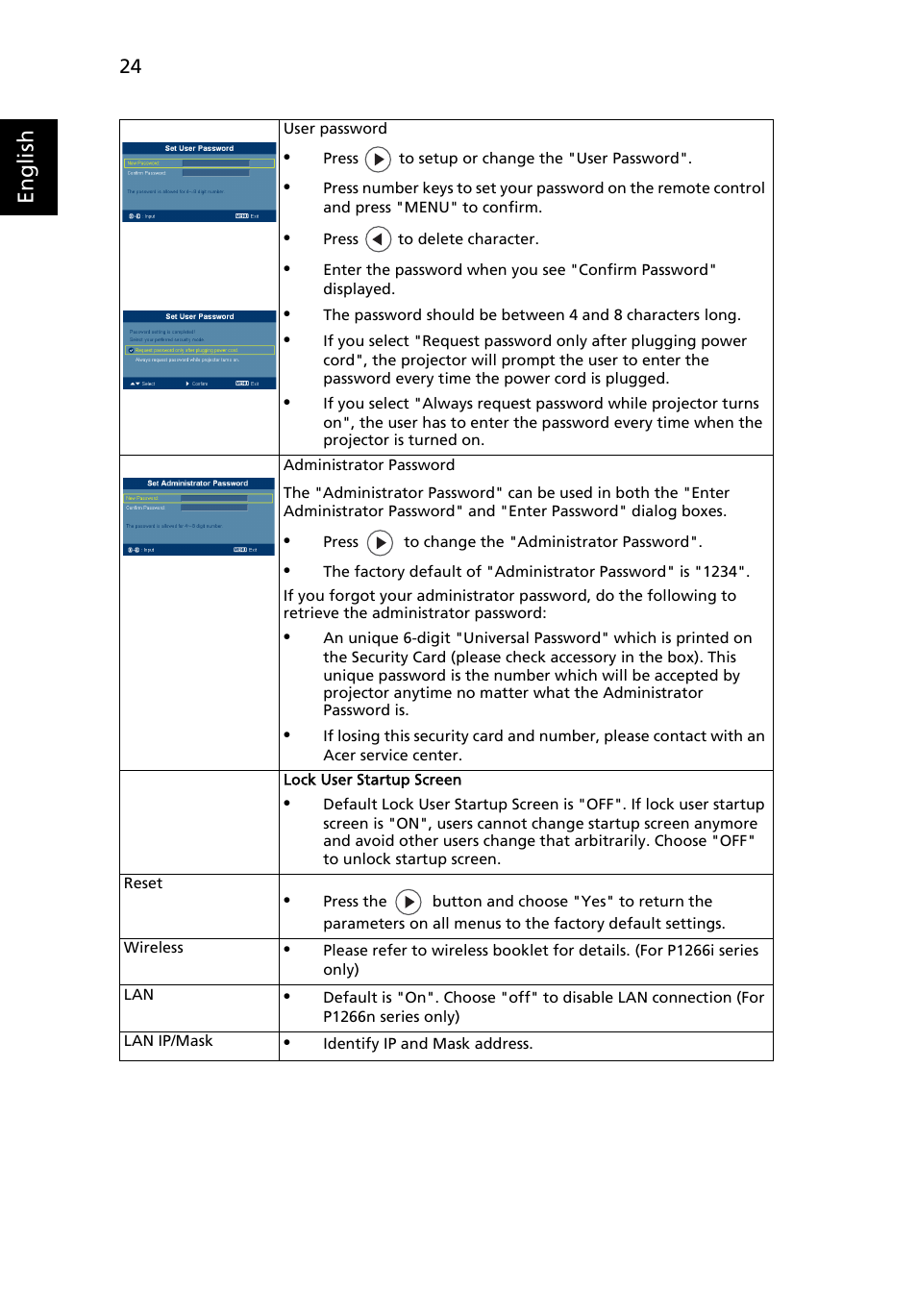 English | Acer P1266i User Manual | Page 36 / 58