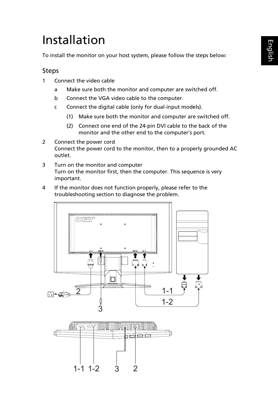 Installation | Acer X203H User Manual | Page 21 / 28