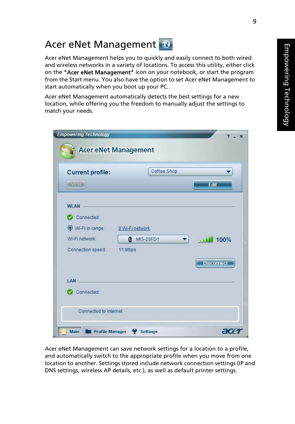 Acer enet management | Acer Aspire 5600 User Manual | Page 23 / 103