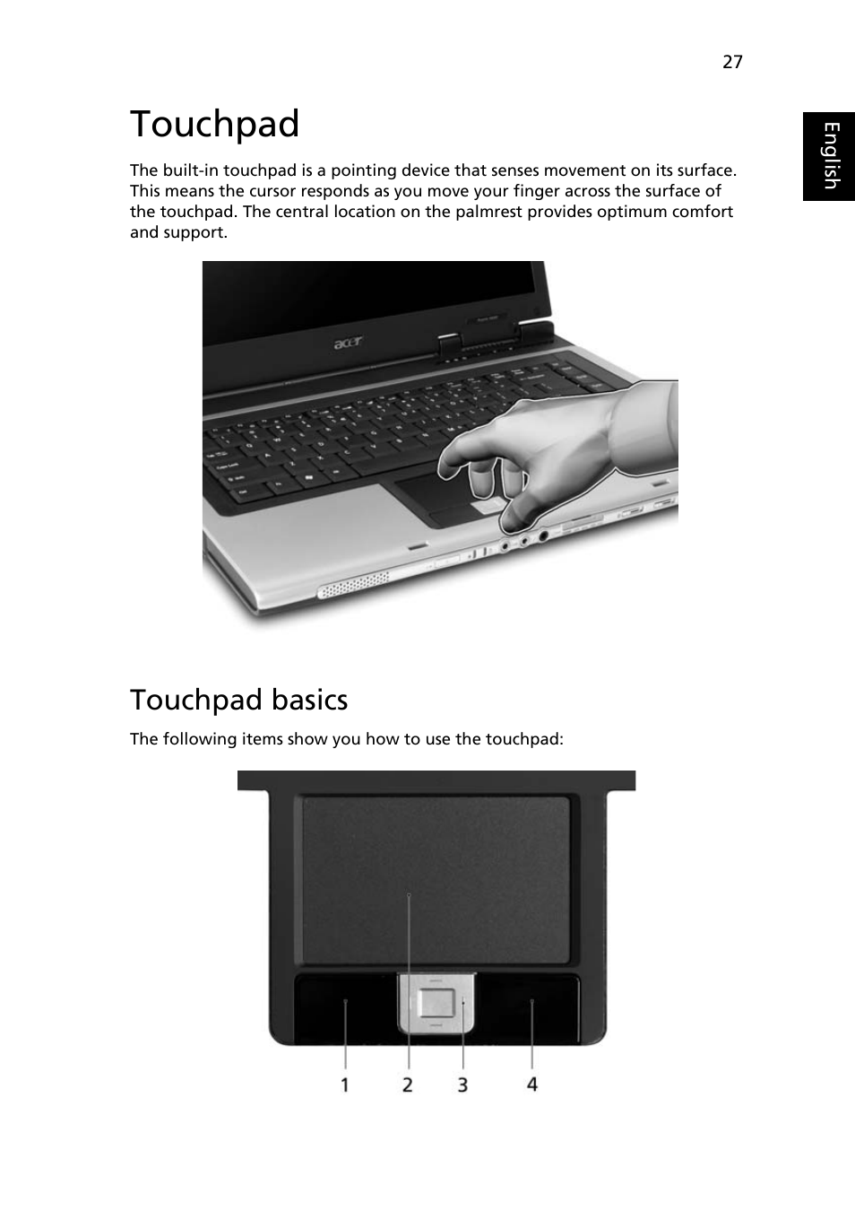 Touchpad, Touchpad basics | Acer Aspire 5600 User Manual | Page 41 / 103