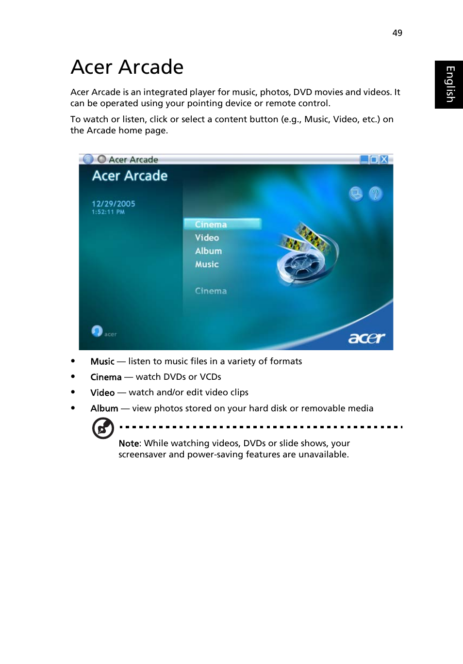 Acer arcade | Acer Aspire 5600 User Manual | Page 63 / 103