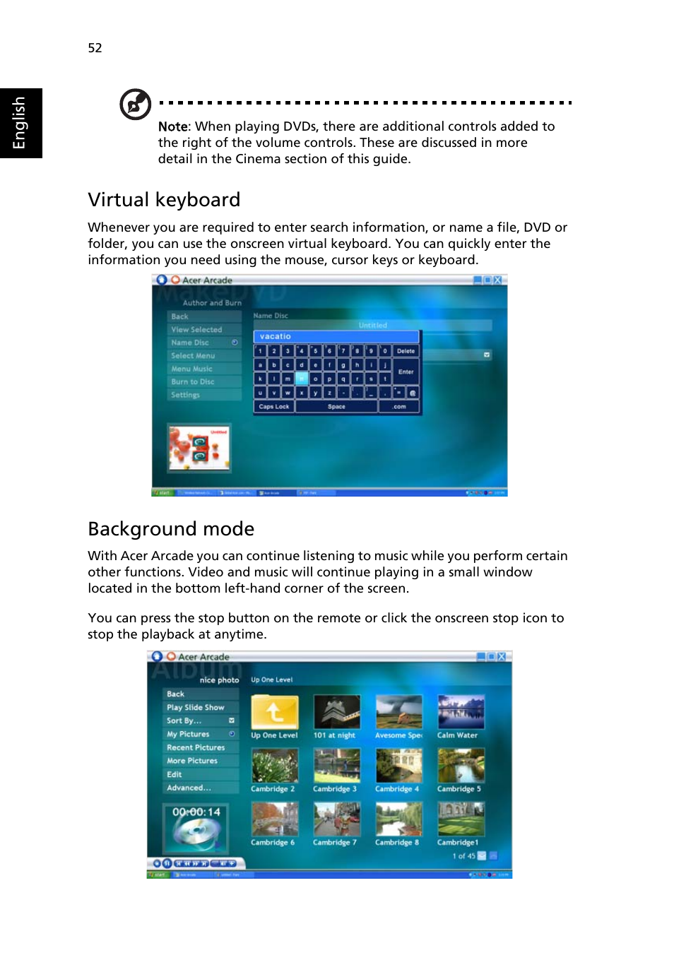 Virtual keyboard, Background mode | Acer Aspire 5600 User Manual | Page 66 / 103